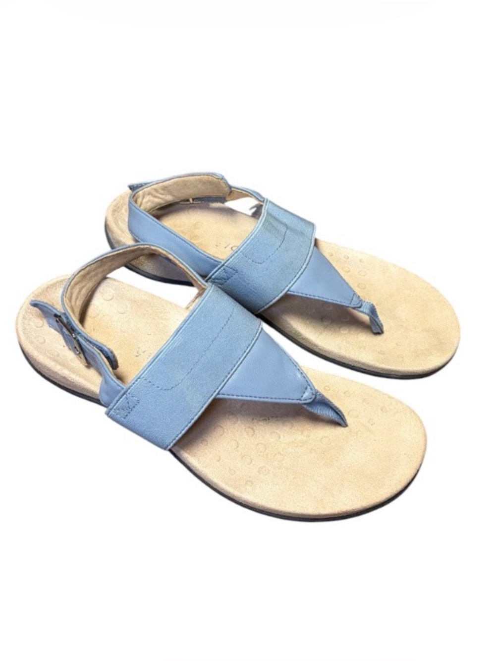 Vionic Danita Blue Leather Elastic Slingback Thong Sandals Womens 7.5 Shoes